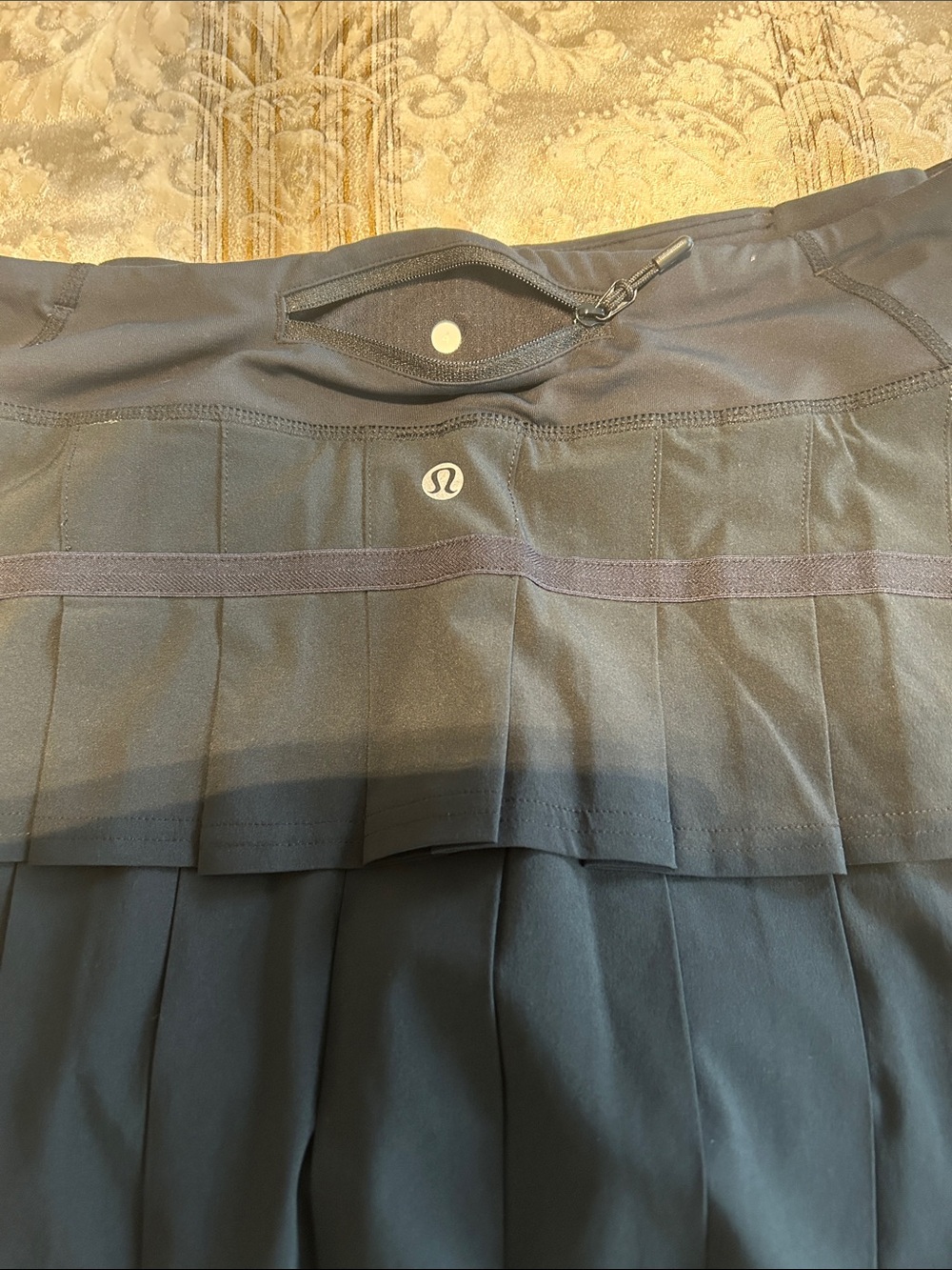 lululemon athletica Black Pleated Skater Skirt with Zip Pocket